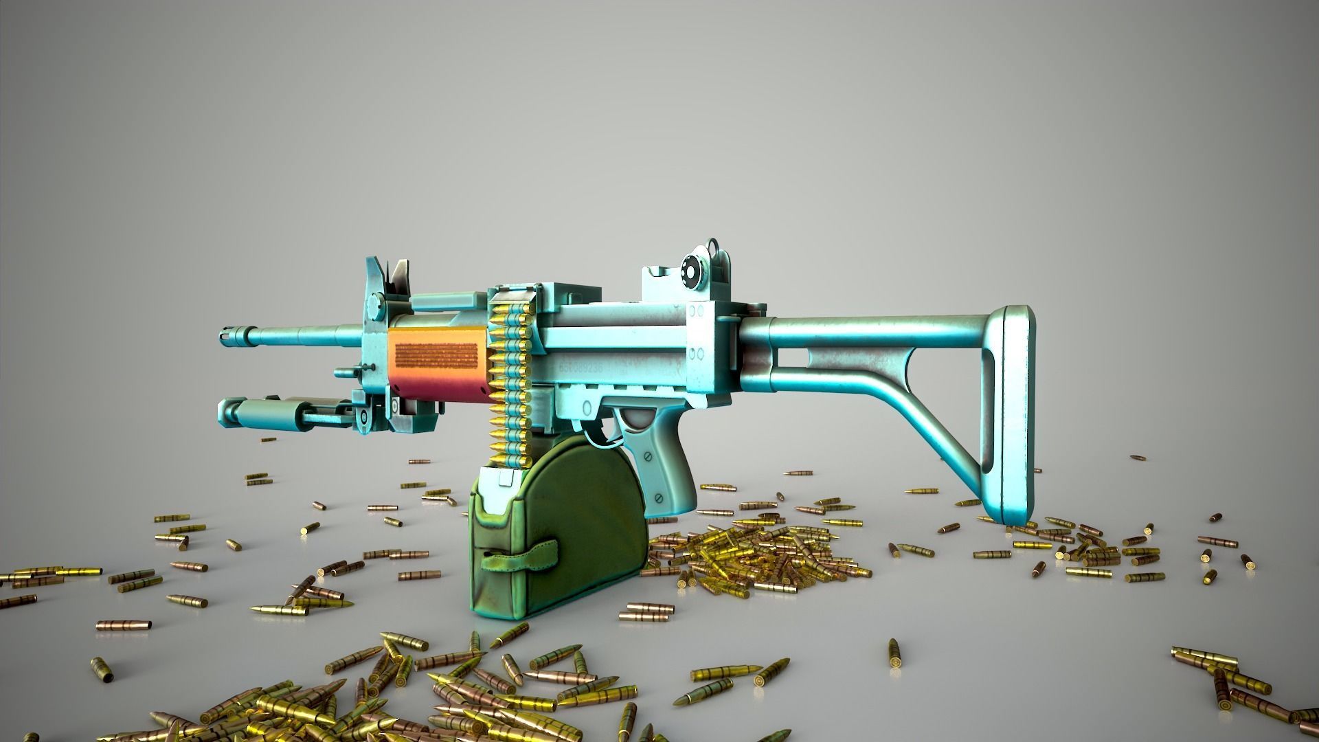 Funny Stylized Negev Machine Gun Low-poly 3D model_2