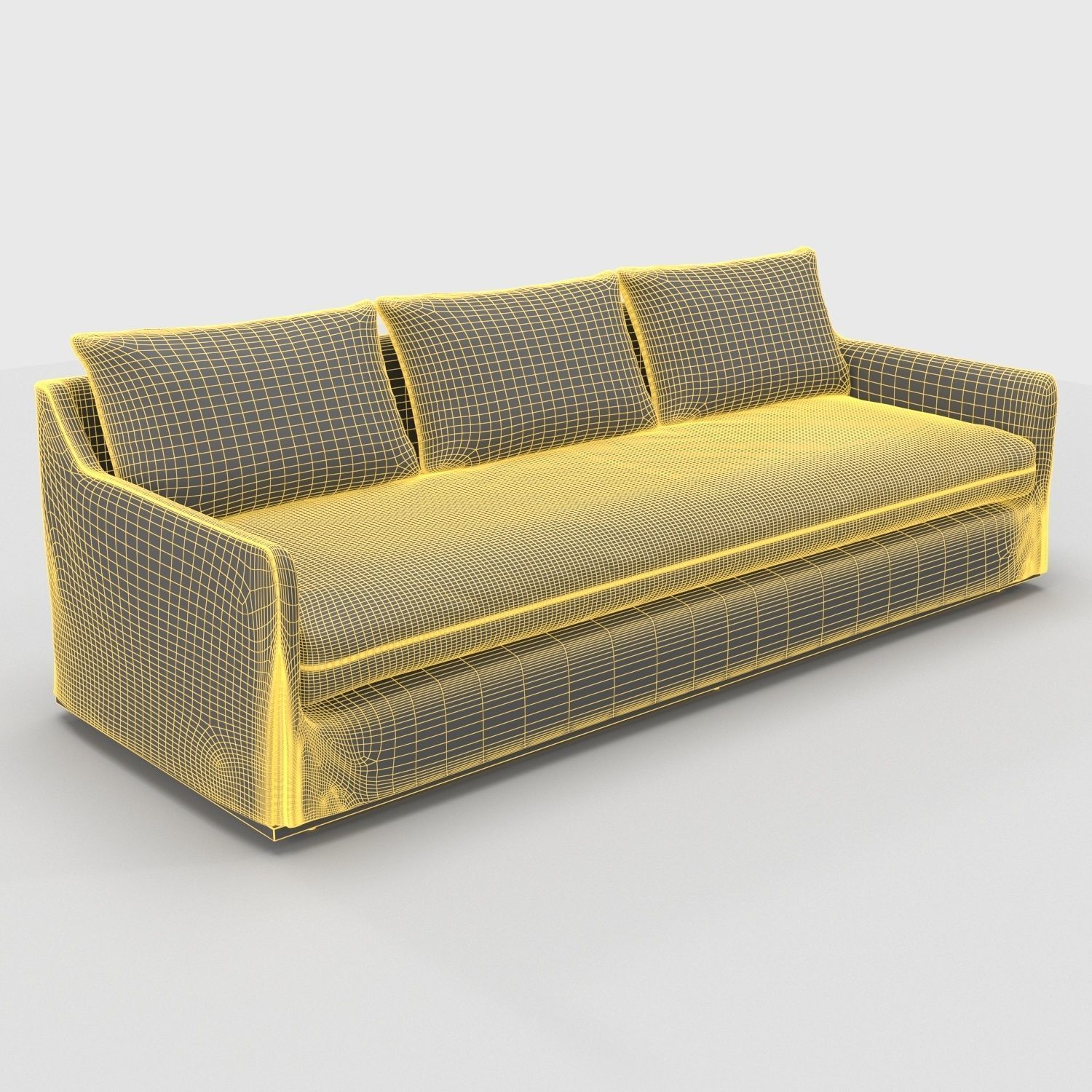 Skirted Track Arm 3 Seatter Sofa PBR 3D model_5