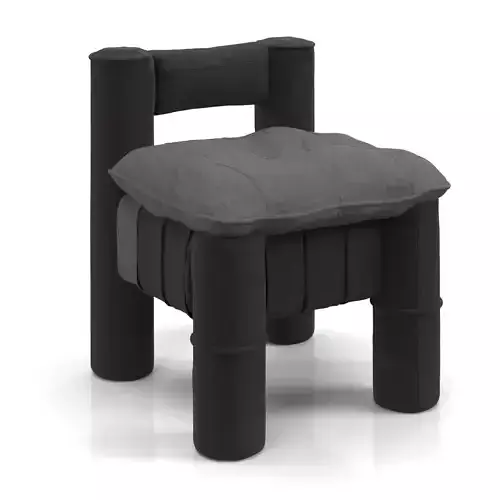 Upholstred Black Jeans Fabric Small Chair PBR