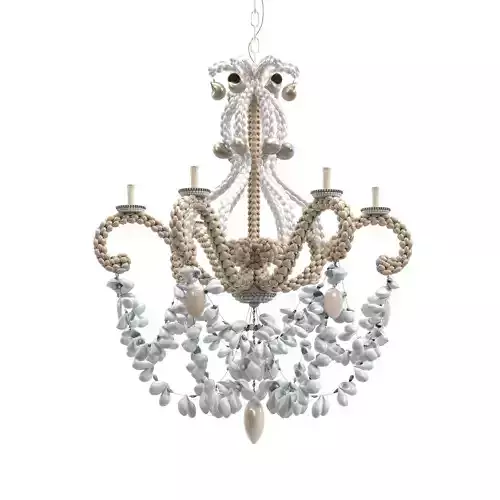 Vintage Palm Beach Shell Seashell 6 Light Chandelier PBR