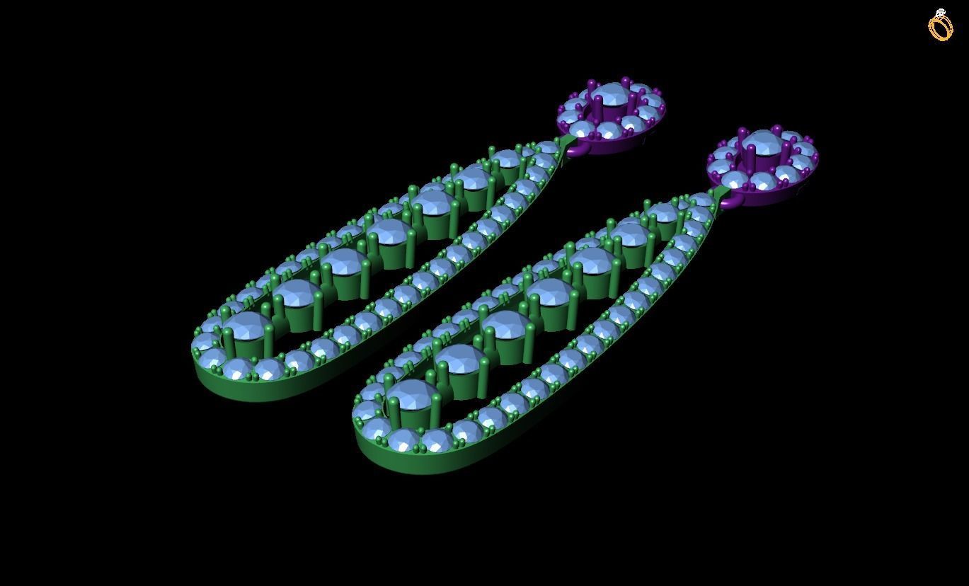 Diamond earring 3D print model_4