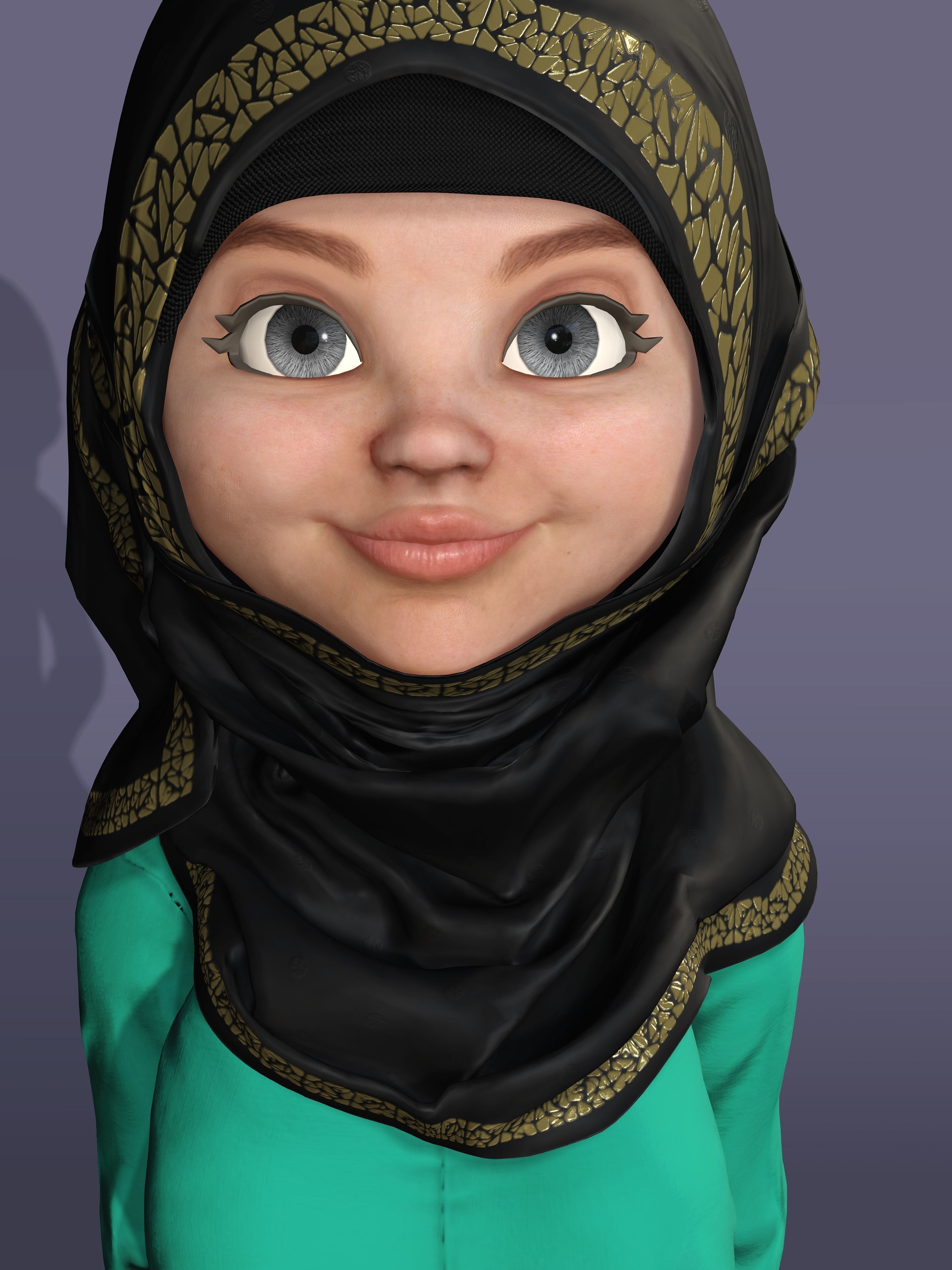 MUSLIM FEMALE Character Full Rigged Low-poly 3D model_5