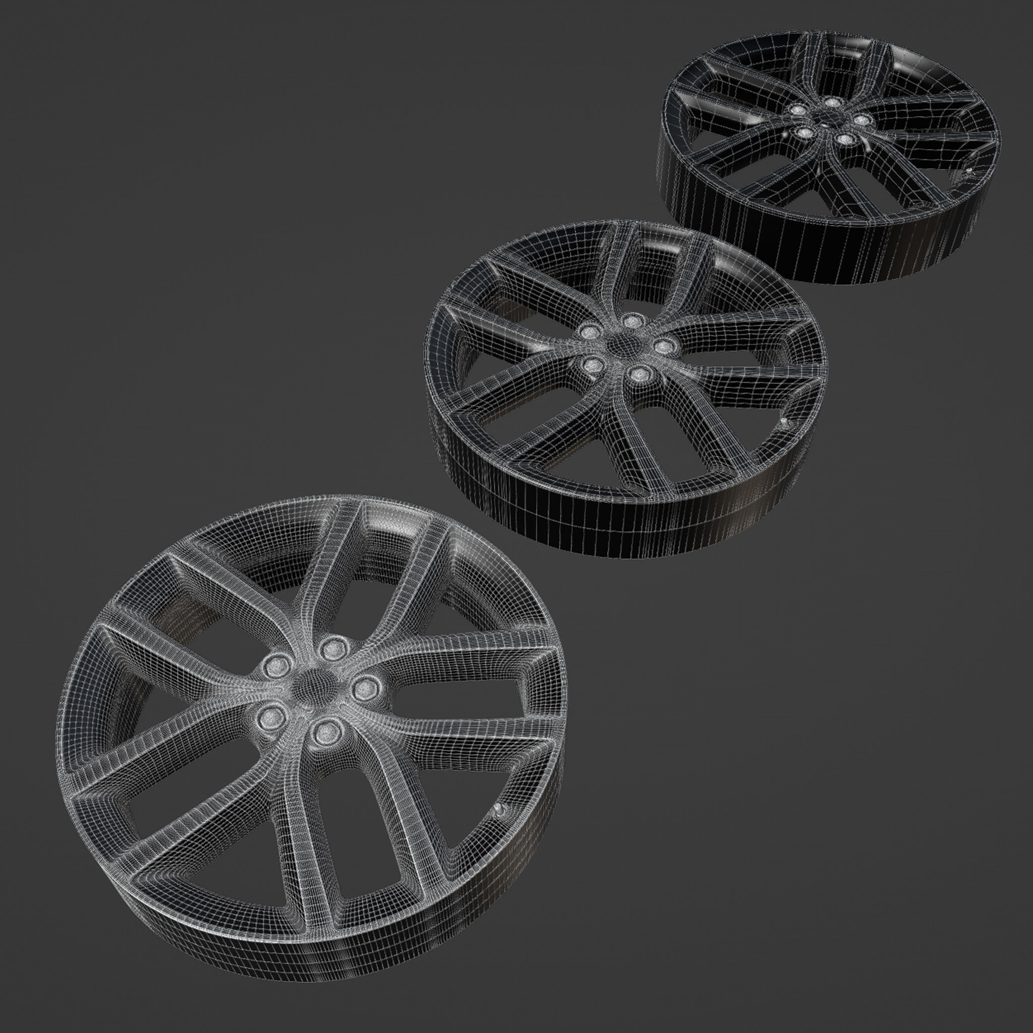 Range Rover 20in Wheels Replica Low-poly 3D model_2