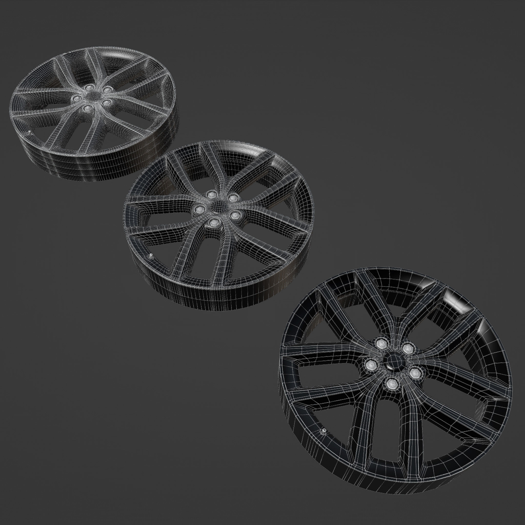 Range Rover 20in Wheels Replica Low-poly 3D model_1