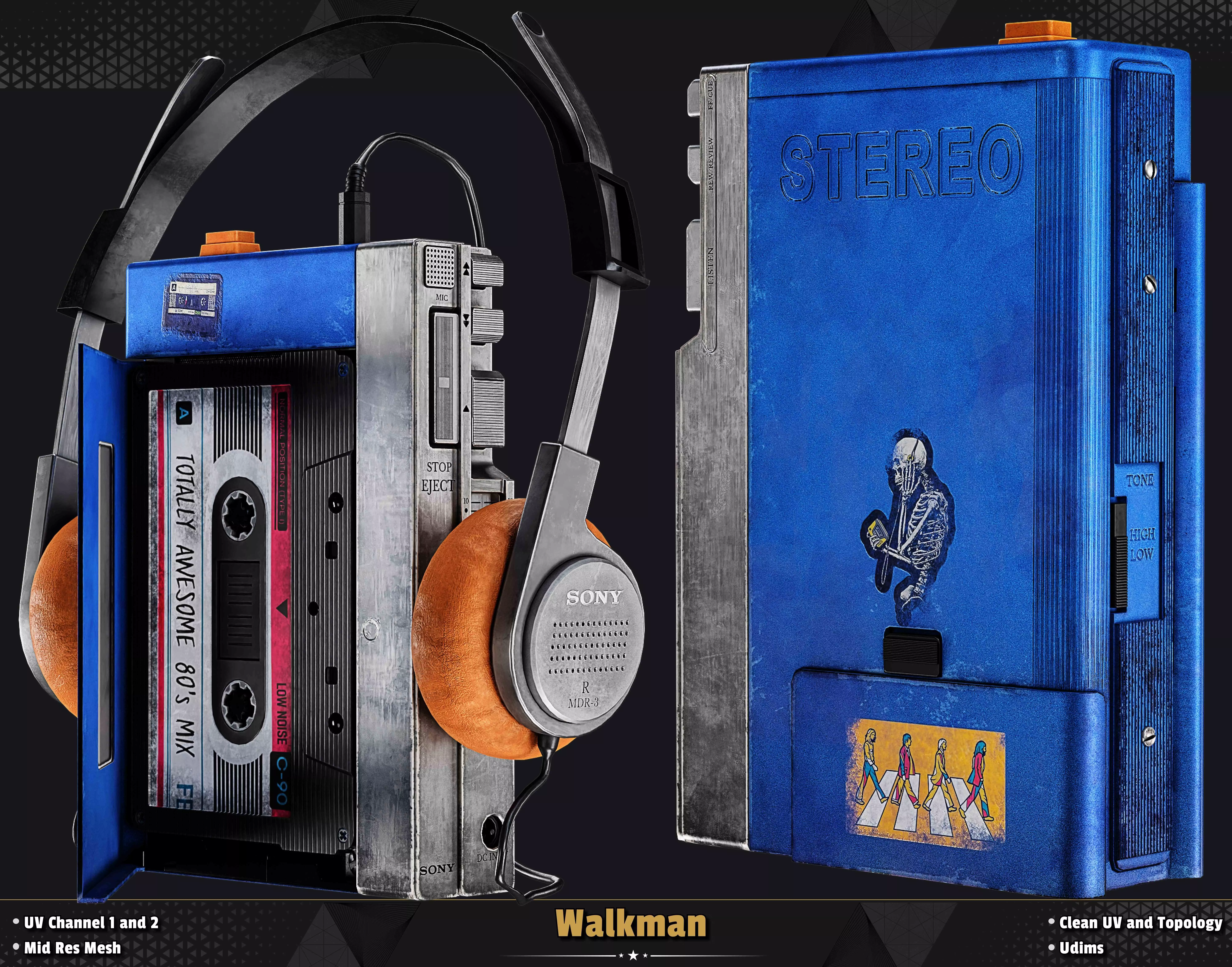 Sony Walkman Low-poly 3D model