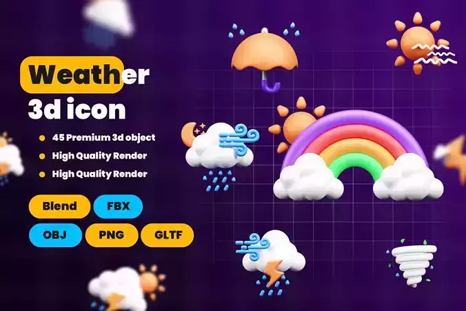 Weather 3d Illustration  Icon Pack