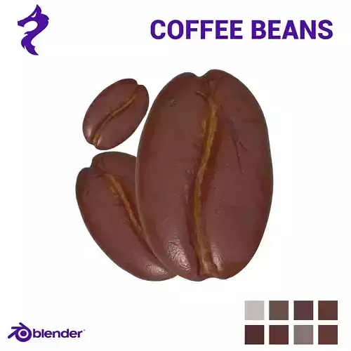 Coffee Beans Low-poly PBR VR  AR low-poly 3d model 2024