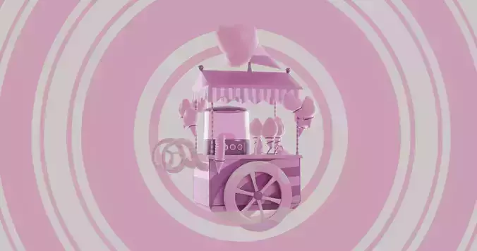 Cotton Candy Cart 3D model