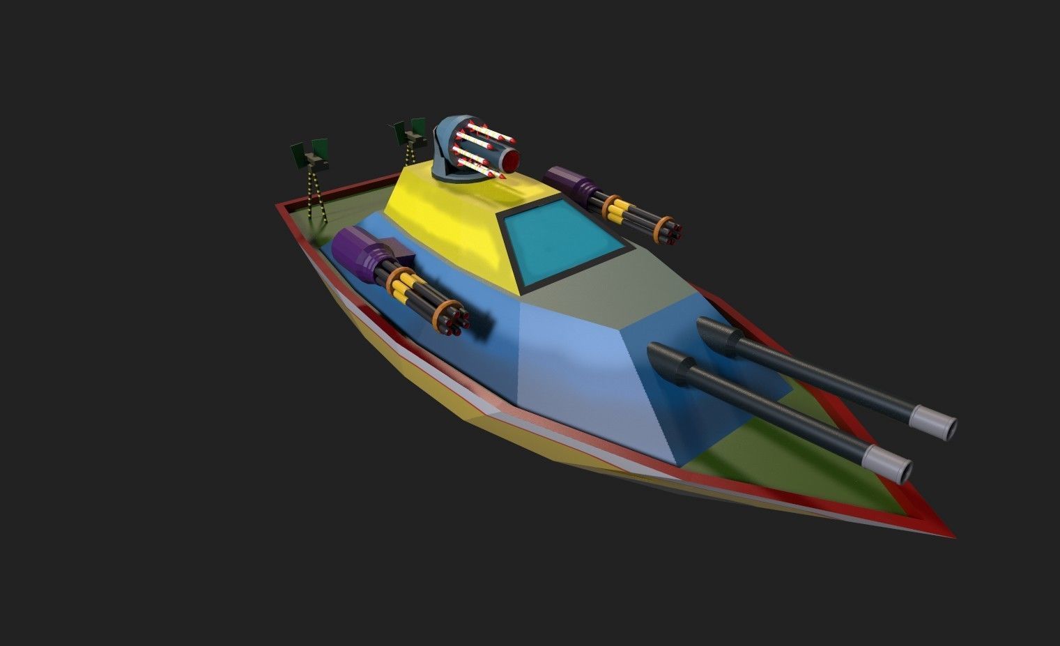 Low Poly Boat Game Ready Asset Low-poly 3D model_5