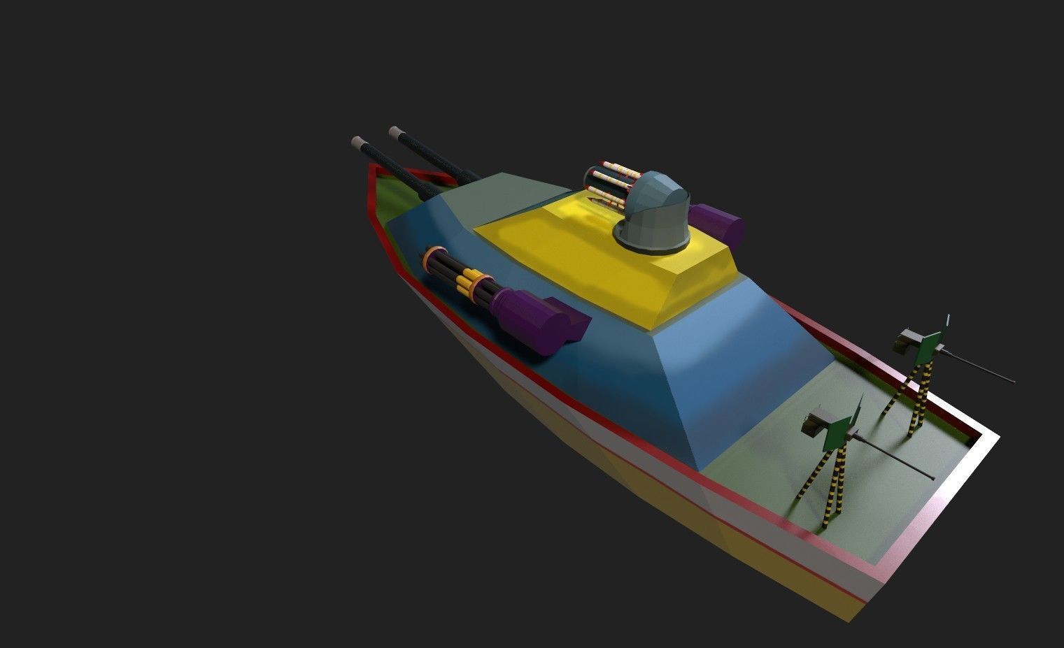 Low Poly Boat Game Ready Asset Low-poly 3D model_4