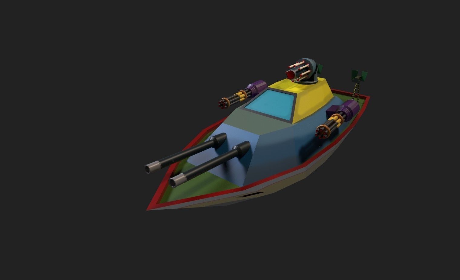Low Poly Boat Game Ready Asset Low-poly 3D model_3