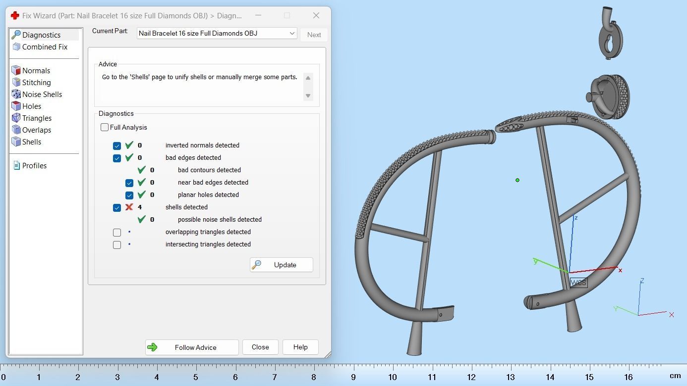 Juste un clou Bracelet 16 Size Full Diamonds N205 3D print model_10