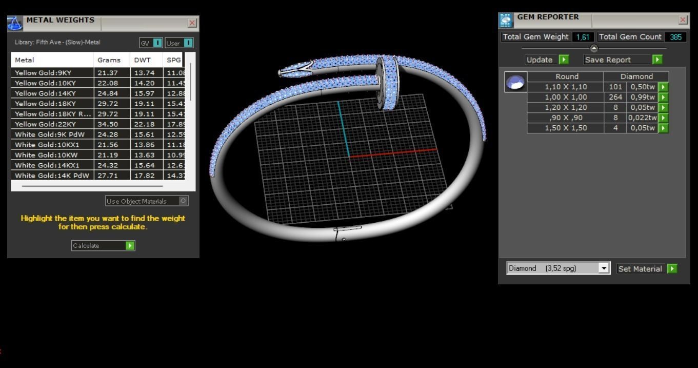 Juste un clou Bracelet 16 Size Full Diamonds N205 3D print model_9