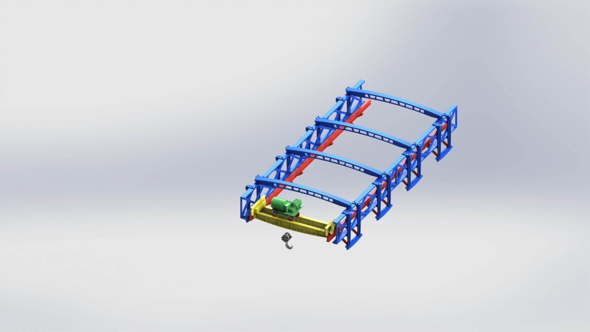 Factory Roof Gantry Crane system 3D model_2