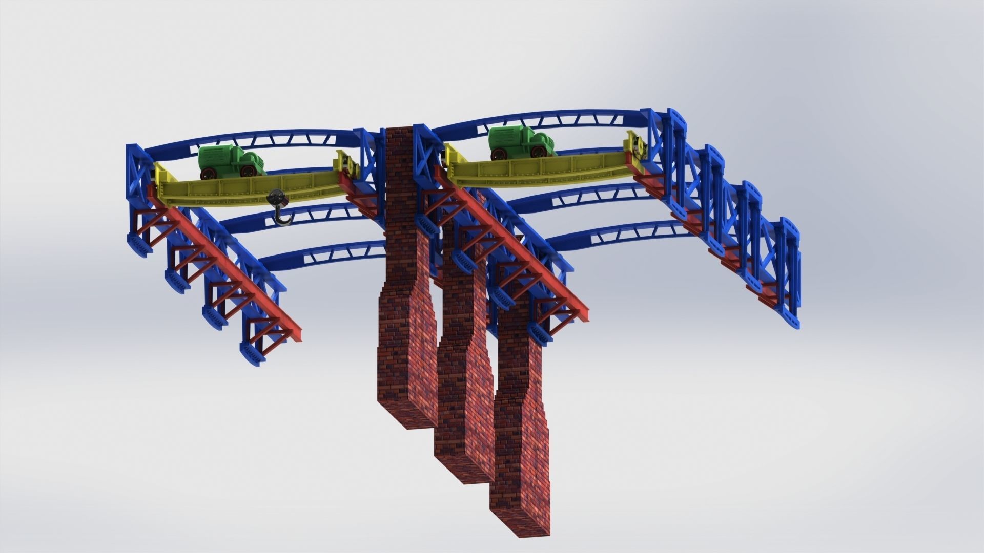 Factory Roof Gantry Crane system 3D model_3