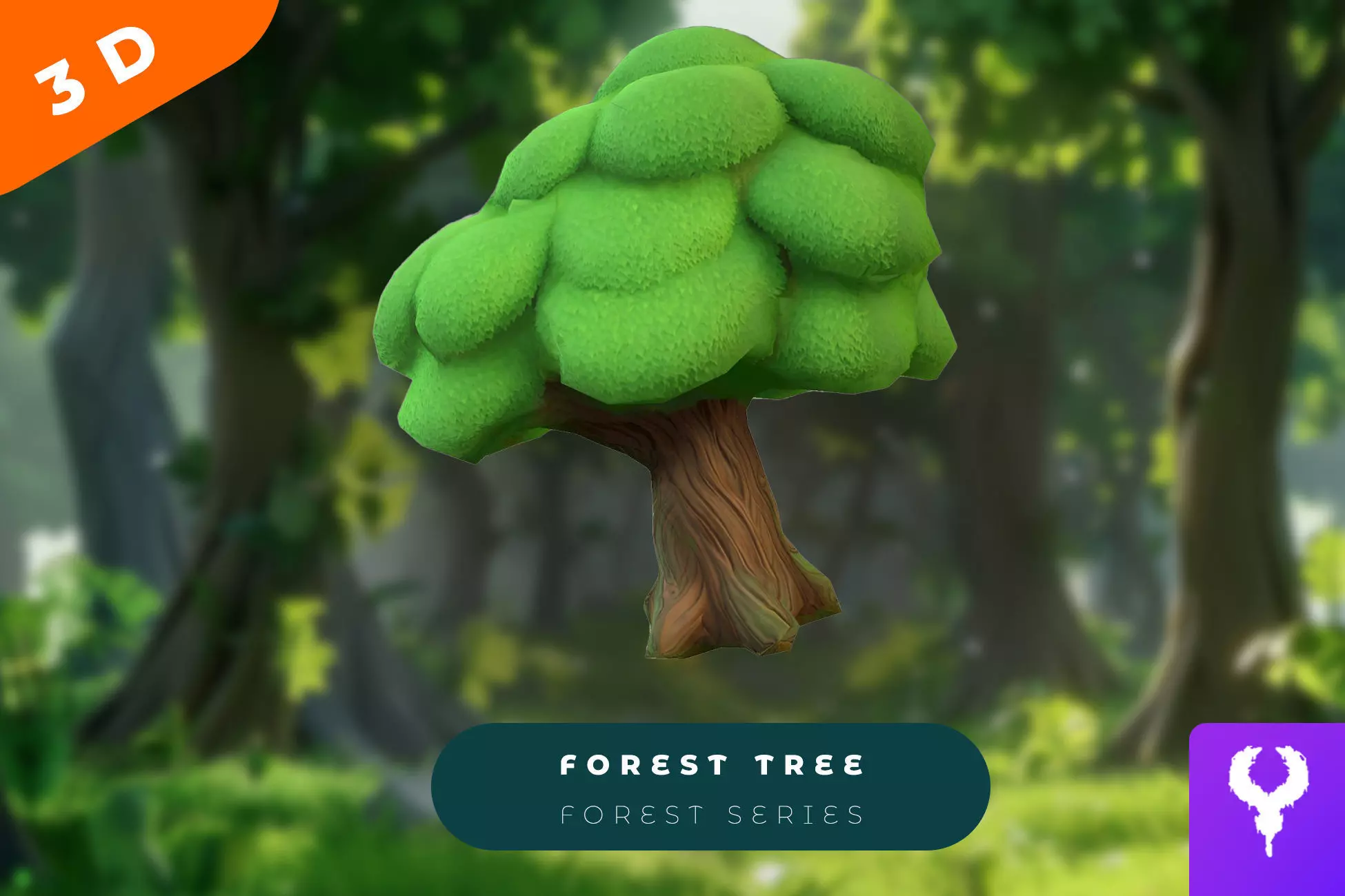 Cartoon Forest Tree Low-poly 3D model_0