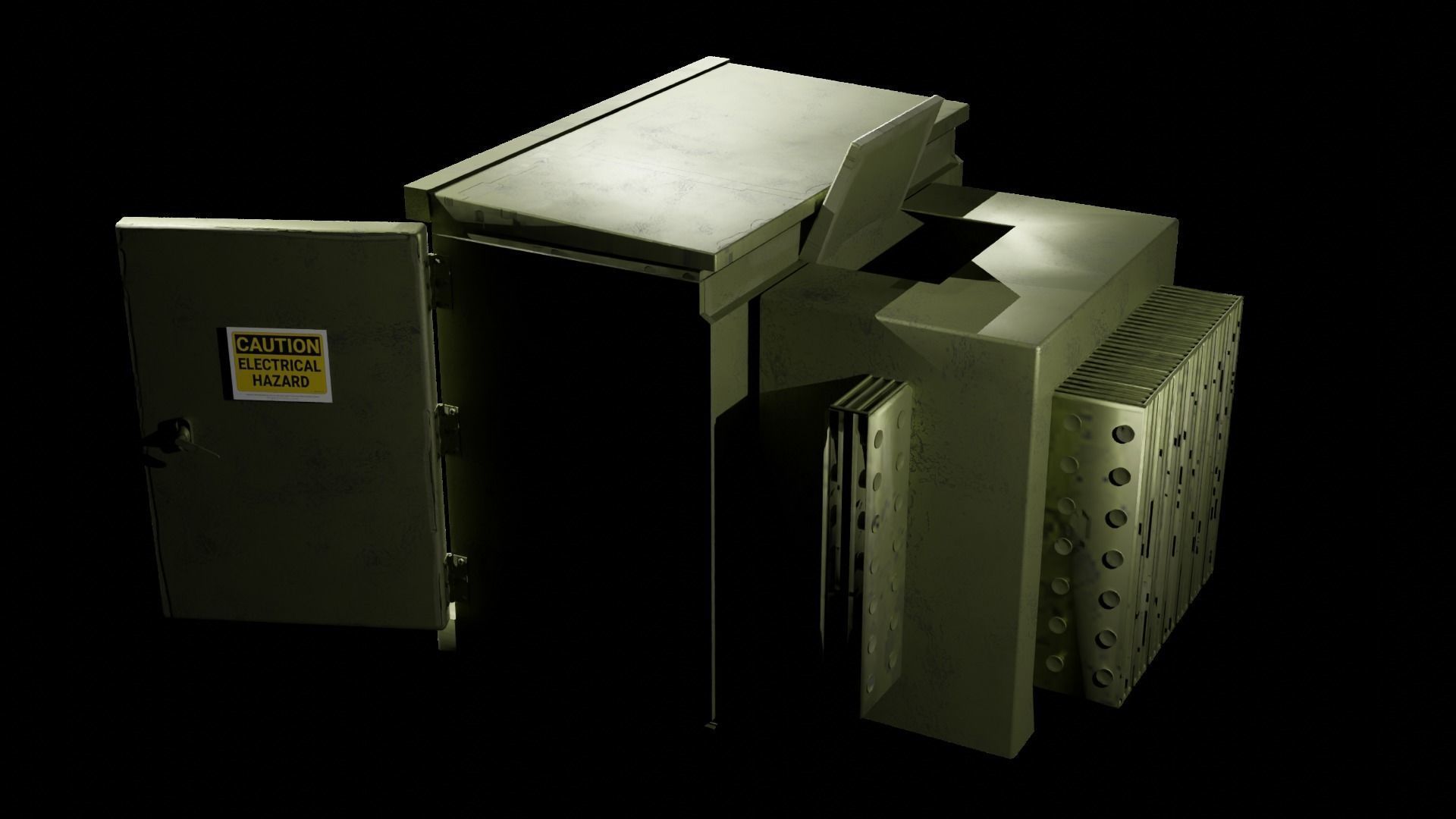 Industrial Outdoor Transformer Box 3D model_7
