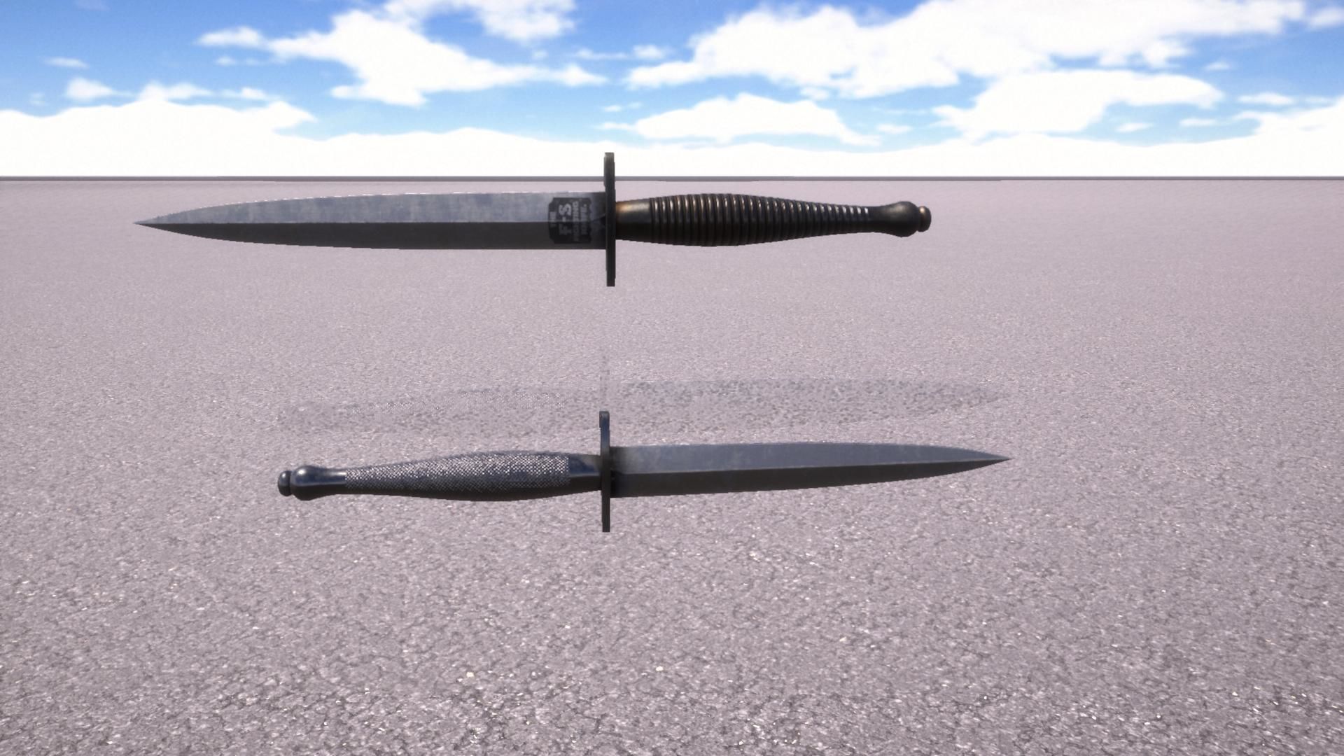 Fairbairn Sykes Knife Low-poly 3D model_5