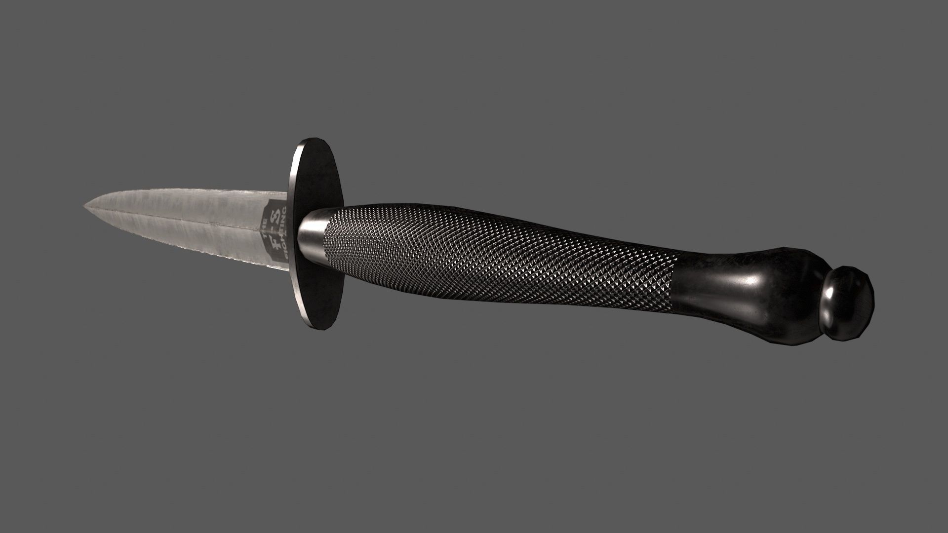 Fairbairn Sykes Knife Low-poly 3D model_2