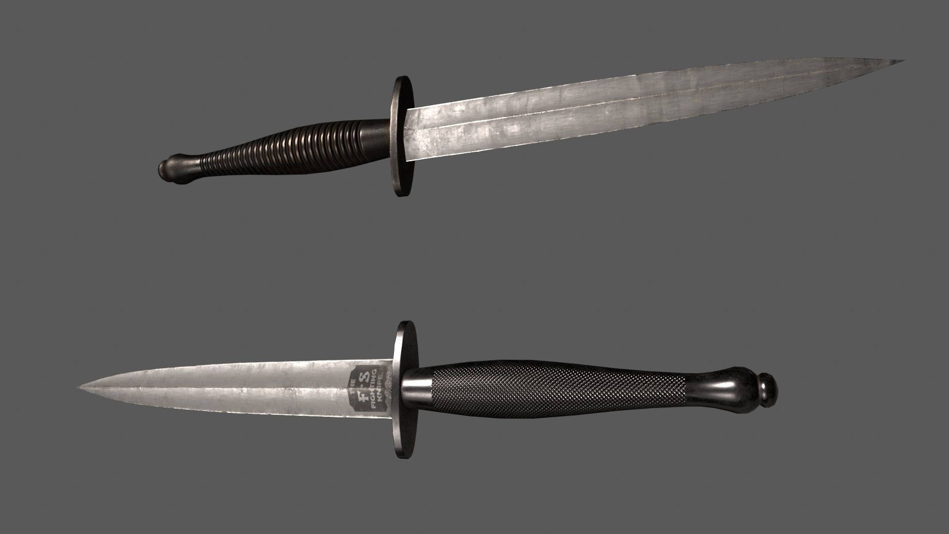 Fairbairn Sykes Knife Low-poly 3D model_4