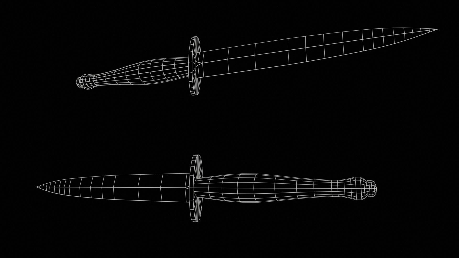 Fairbairn Sykes Knife Low-poly 3D model_10