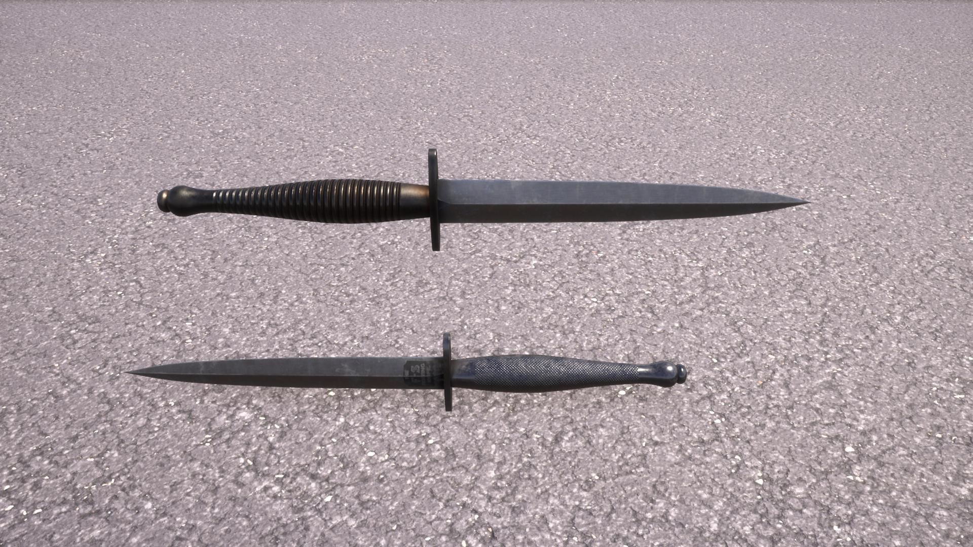 Fairbairn Sykes Knife Low-poly 3D model_6