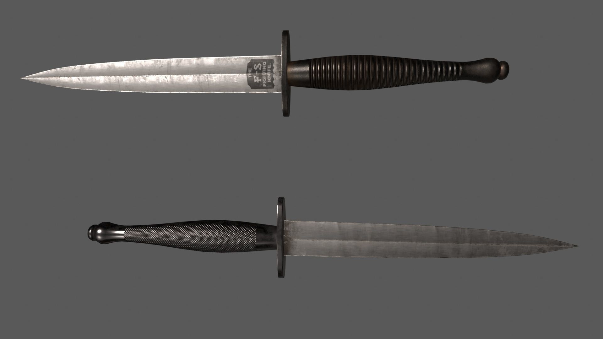 Fairbairn Sykes Knife Low-poly 3D model_1