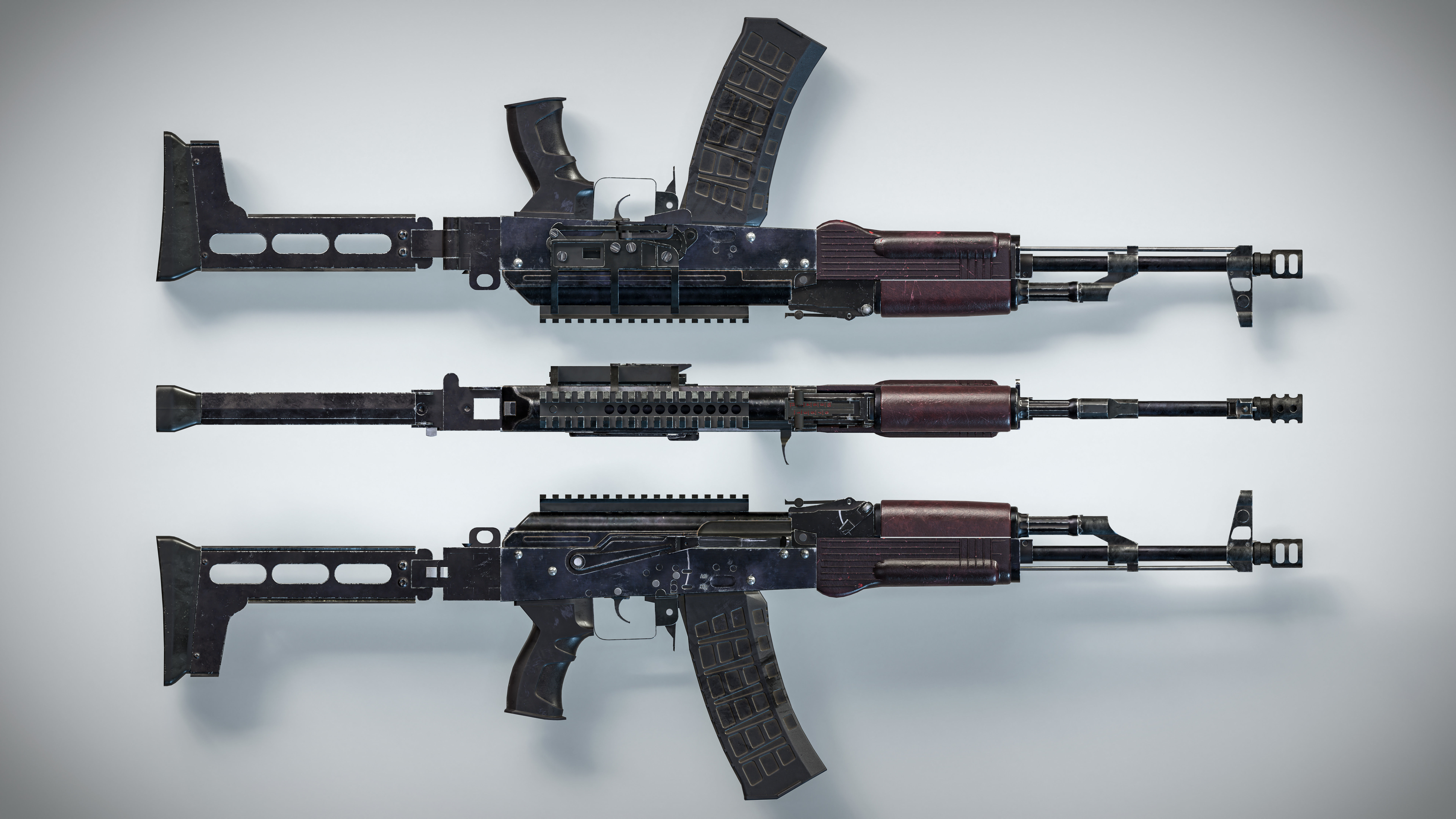 Modern Modular AK PBR Game Ready Pack Low-poly 3D model_4