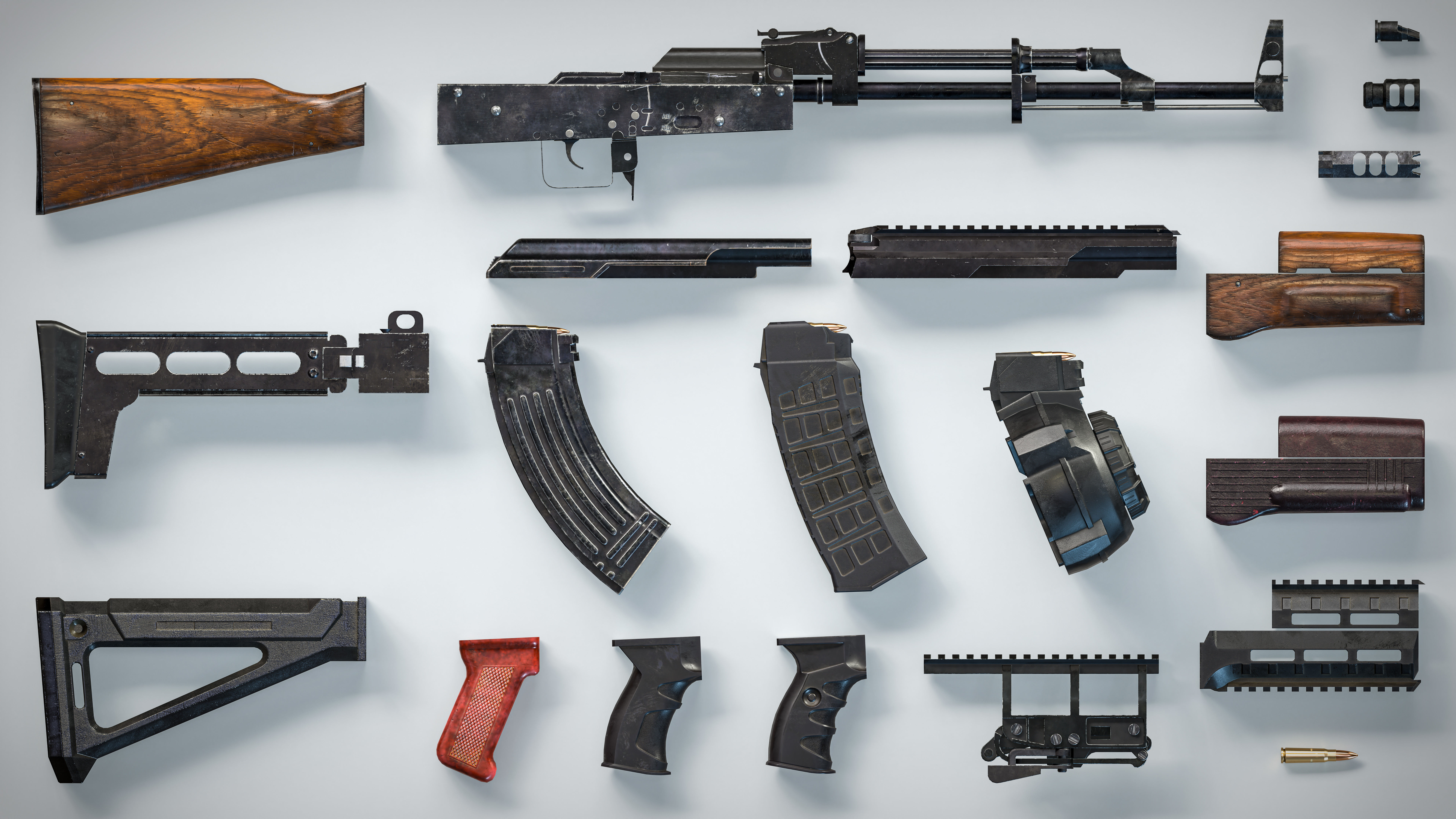 Modern Modular AK PBR Game Ready Pack Low-poly 3D model_2