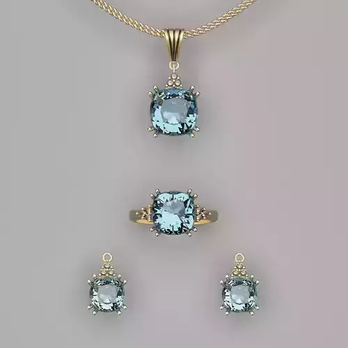 Lux set ring earrings  printable gold jewelry printable 3D model