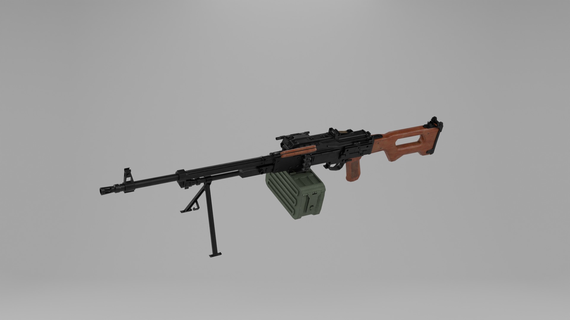 PKM machine gun Low-poly Game ready Low-poly 3D model_7