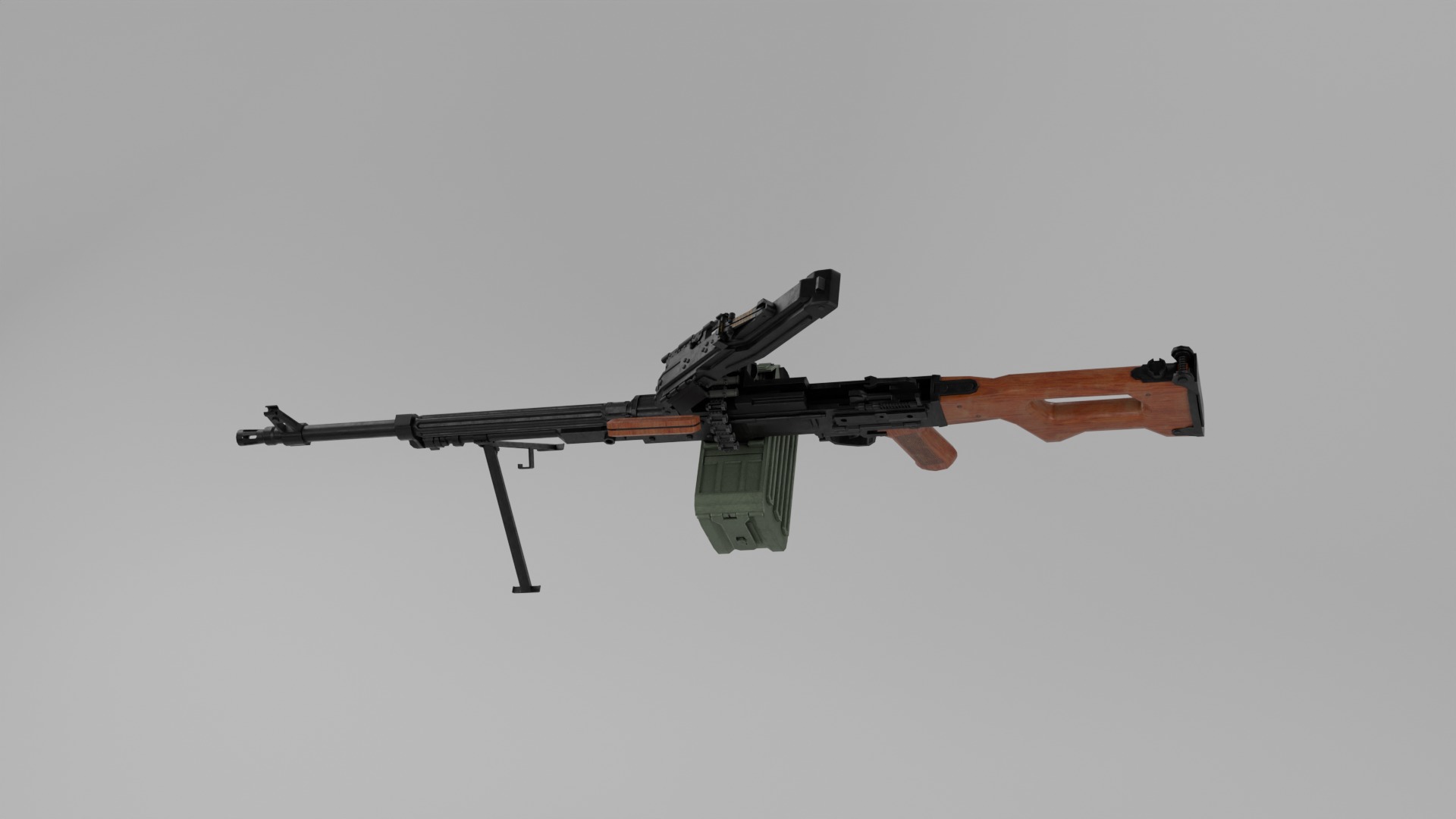 PKM machine gun Low-poly Game ready Low-poly 3D model_1