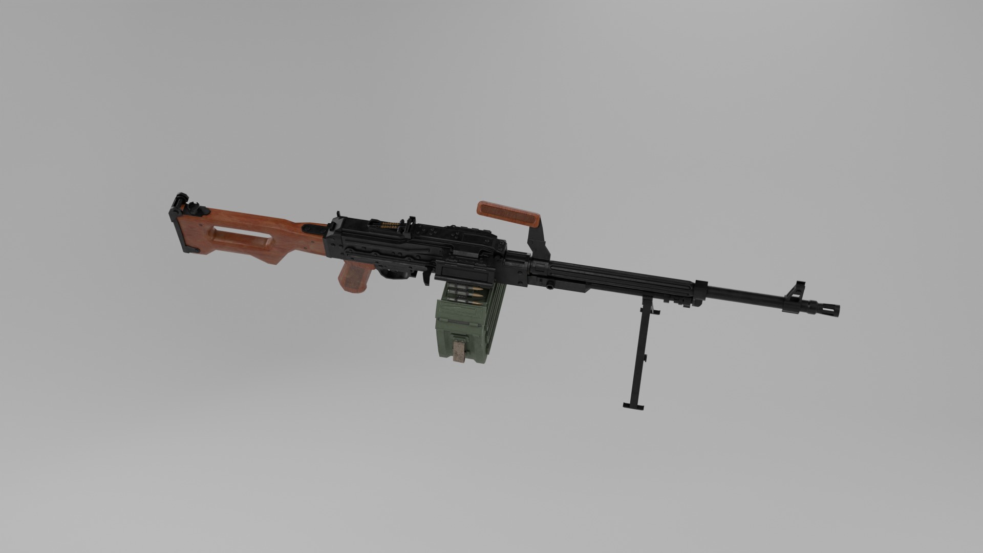 PKM machine gun Low-poly Game ready Low-poly 3D model_3