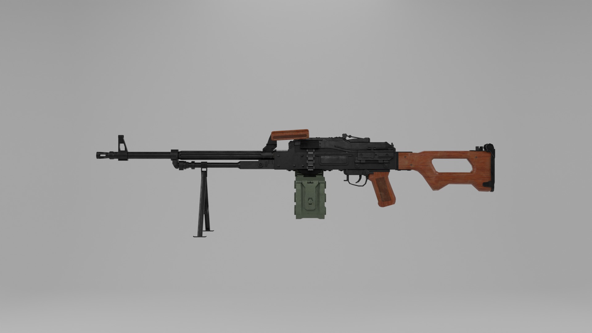 PKM machine gun Low-poly Game ready Low-poly 3D model_6
