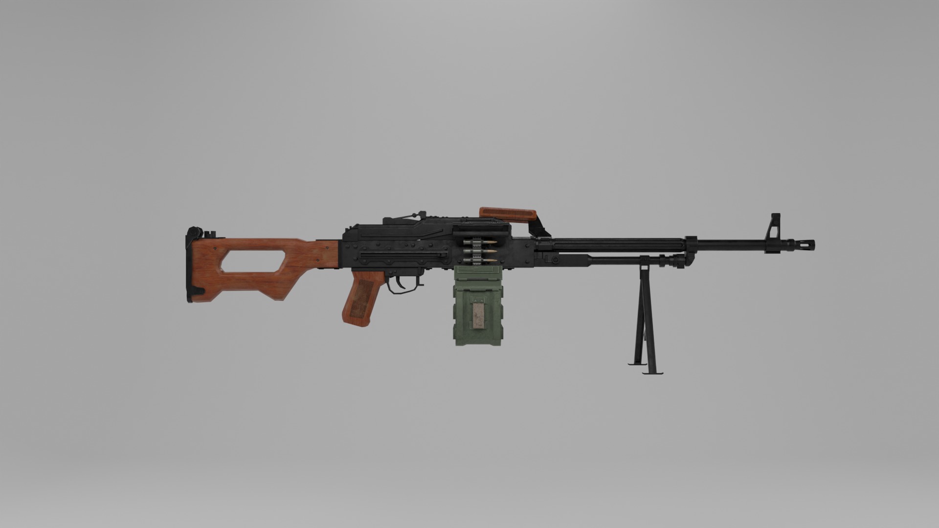 PKM machine gun Low-poly Game ready Low-poly 3D model_4
