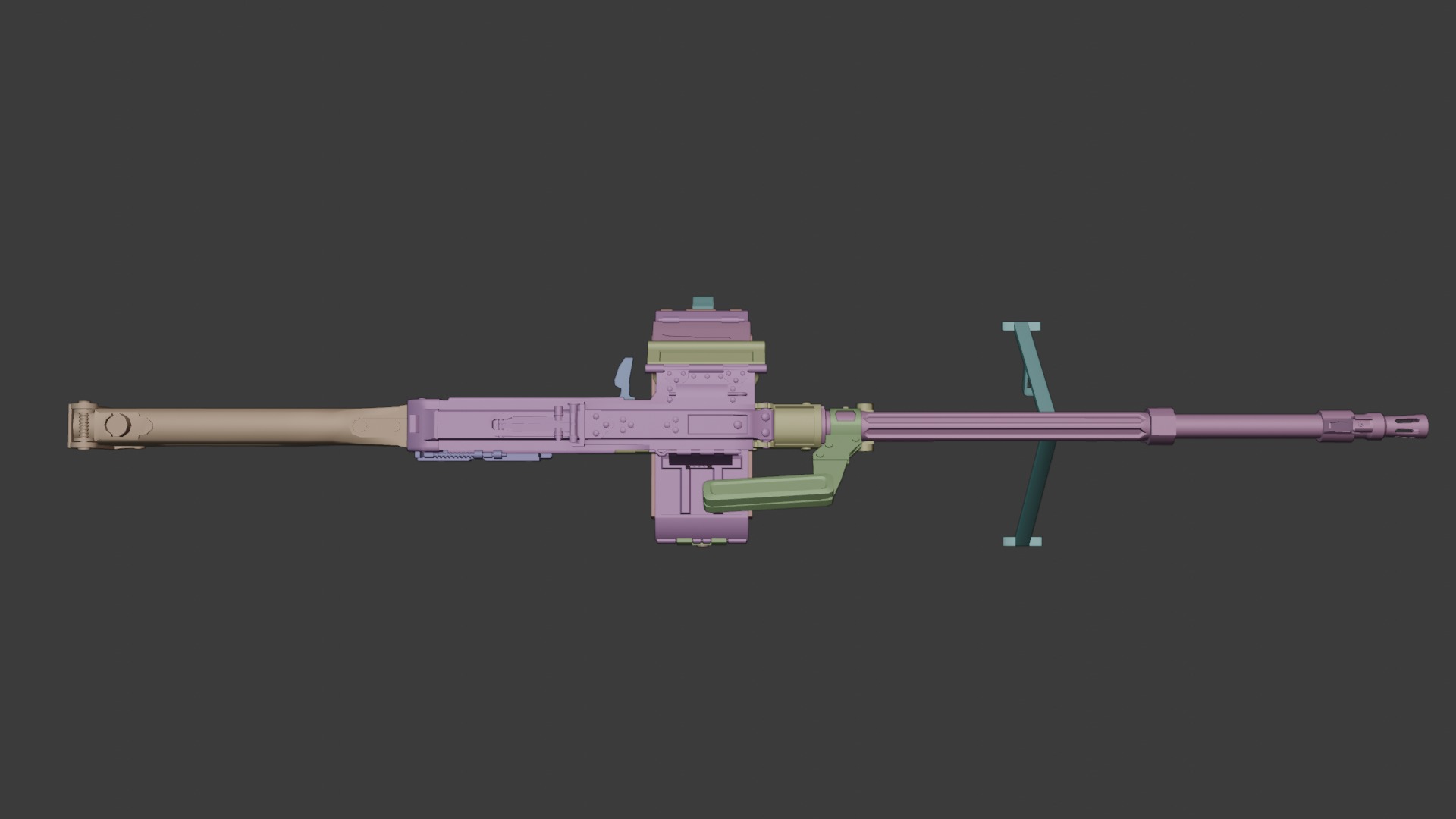 PKM machine gun Low-poly Game ready Low-poly 3D model_14
