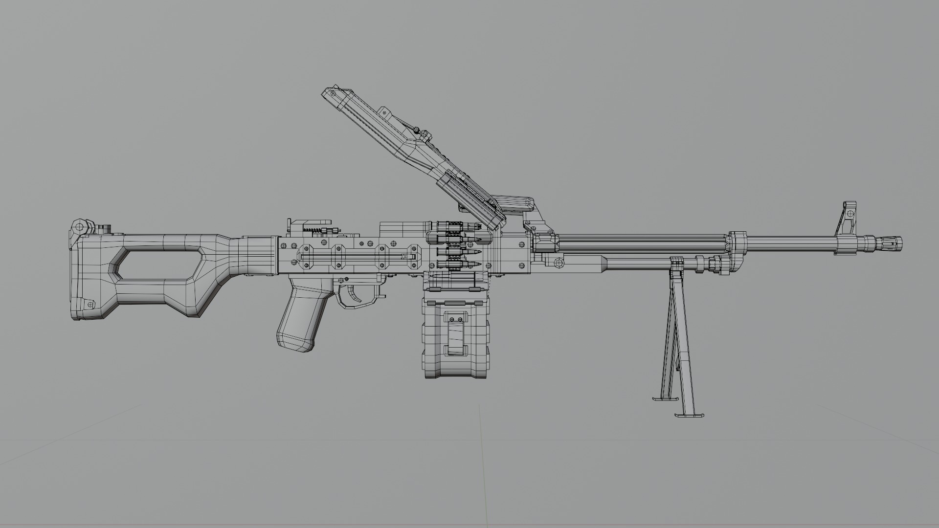 PKM machine gun Low-poly Game ready Low-poly 3D model_9