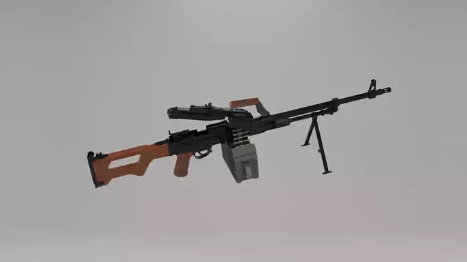 PKM machine gun Low-poly Game ready Low-poly 3D model