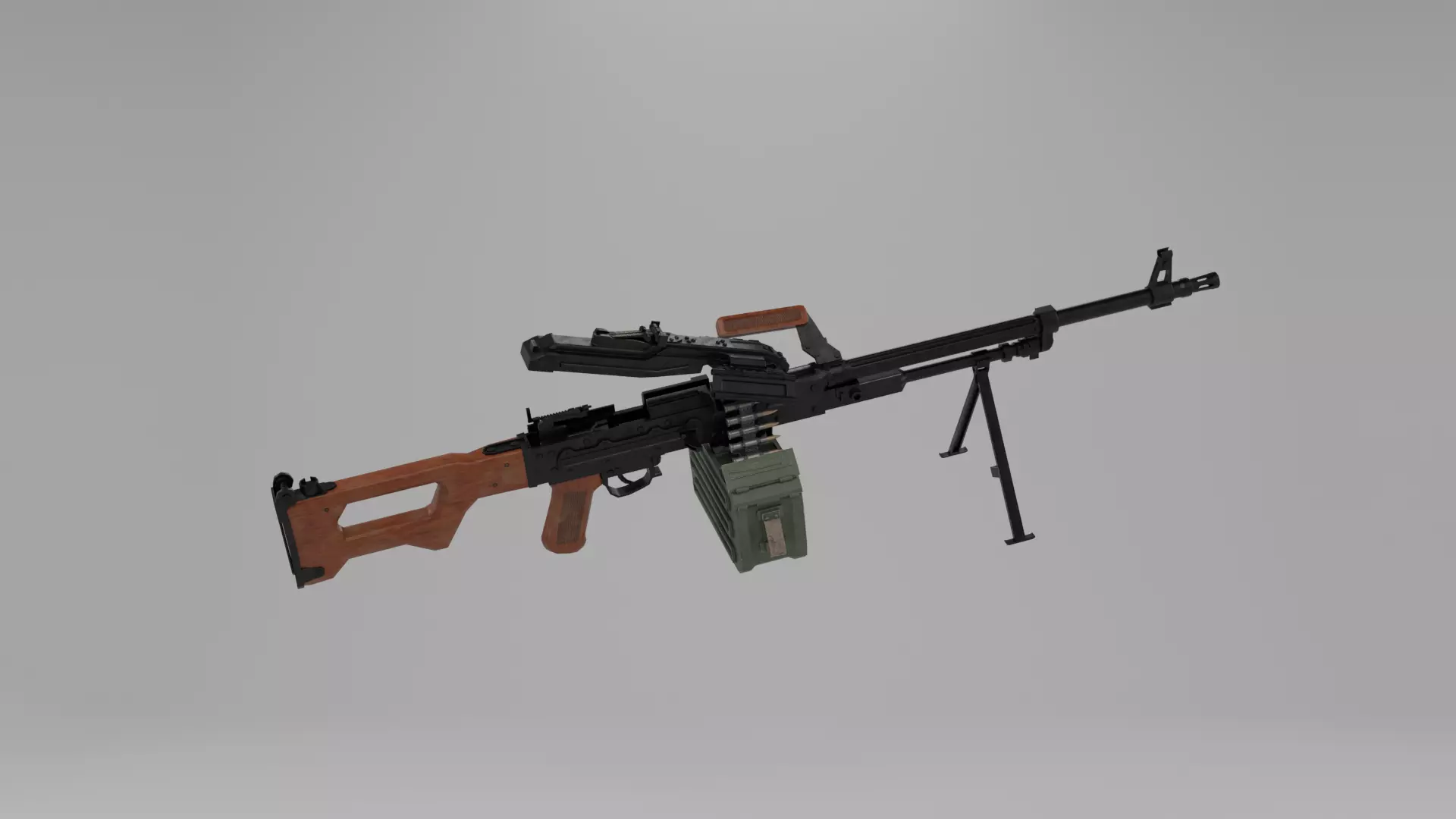 PKM machine gun Low-poly Game ready Low-poly 3D model_0