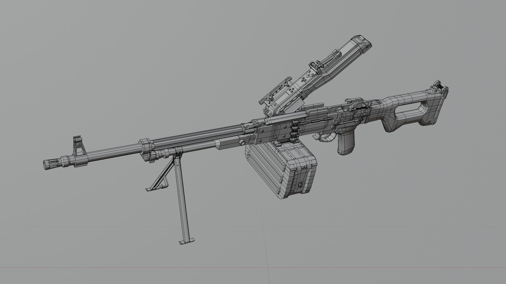 PKM machine gun Low-poly Game ready Low-poly 3D model_8