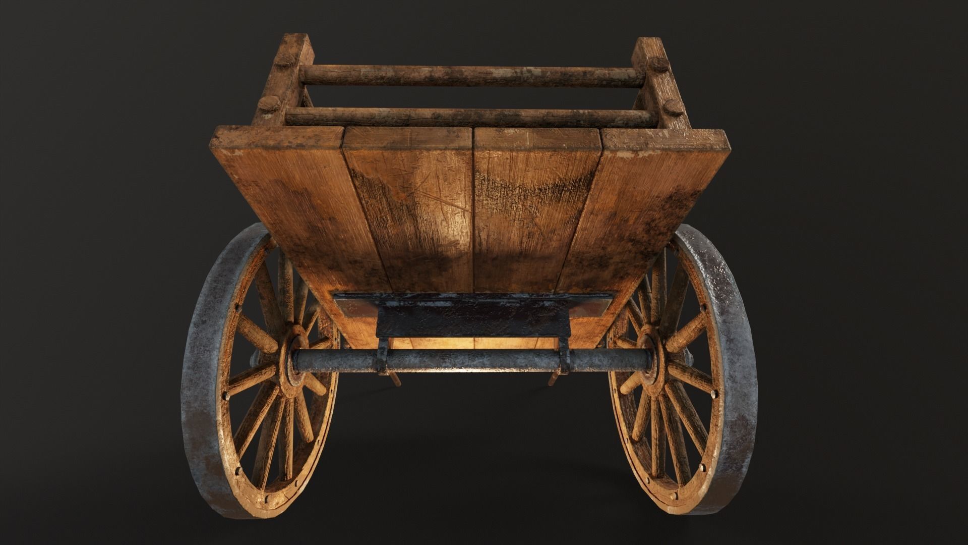 Old Wooden Medieval Cart Low-poly 3D model_12