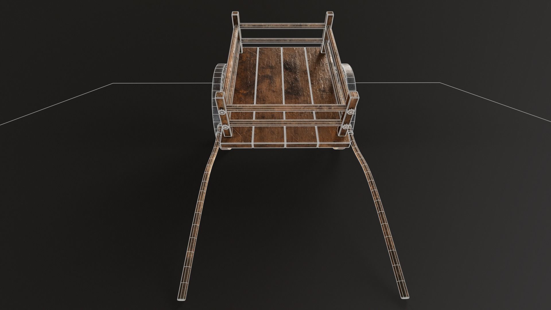 Old Wooden Medieval Cart Low-poly 3D model_19