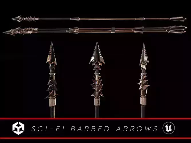 Sci-Fi Barbed Arrows  Low-poly 3D model