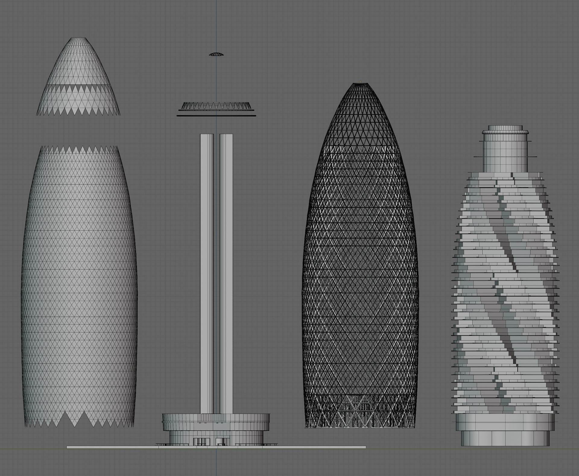 30 St Mary Axe - The Gherkin 3D model_7