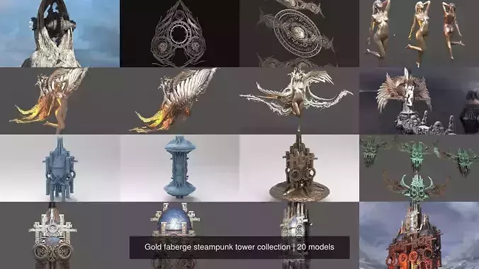 Gold faberge steampunk tower collection 