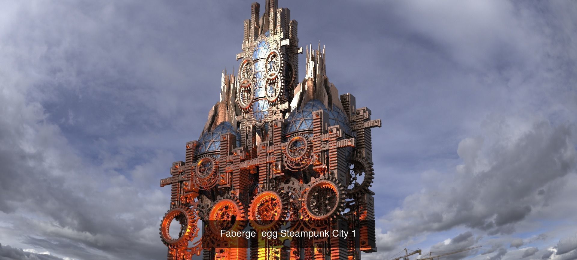 Gold faberge steampunk tower collection _18