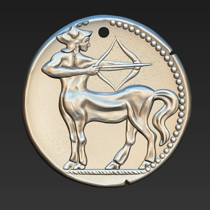 Zodiaque medal  Sagittarius 3D print model_2