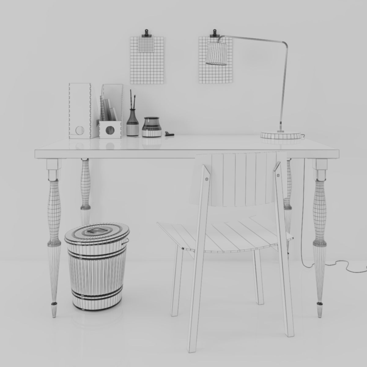 Nordic style desk Free 3D model_5