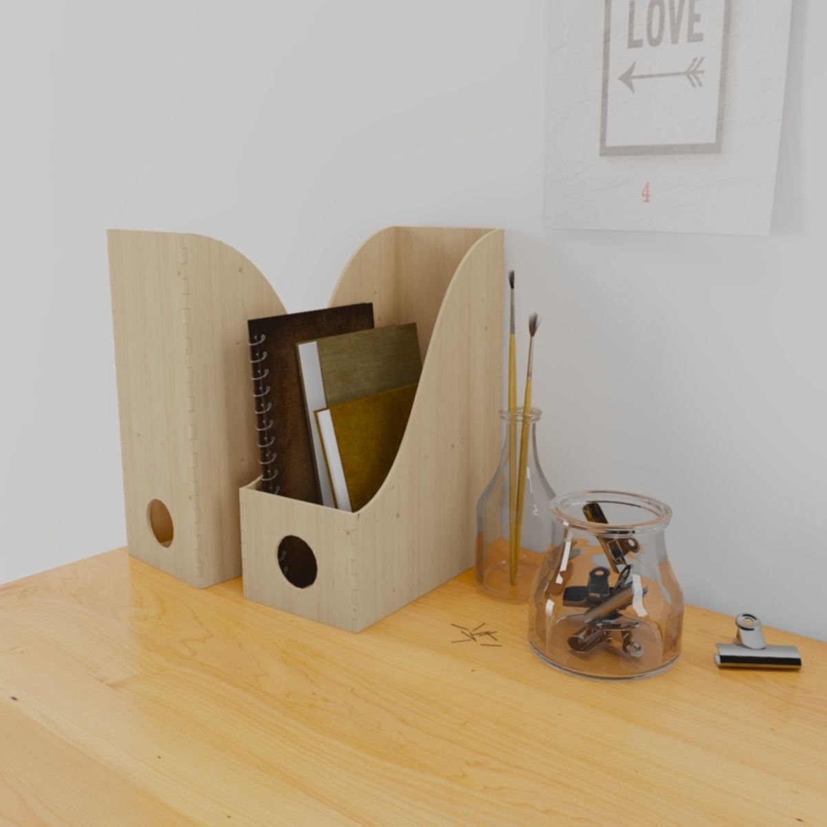 Nordic style desk Free 3D model_3