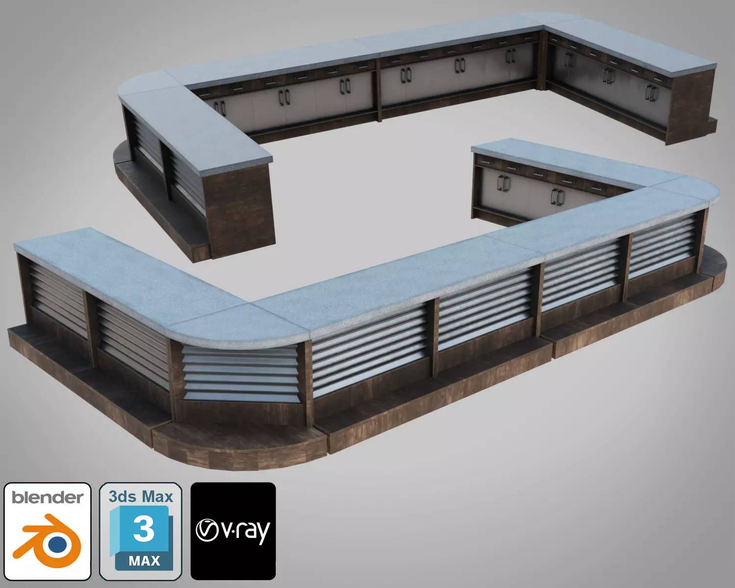 Bar table Low-poly 3D model_0